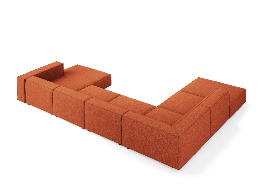 Cosmopolitan Design - Divano panoramico sinistro "Arendal" 7 posti in ciniglia terracotta 