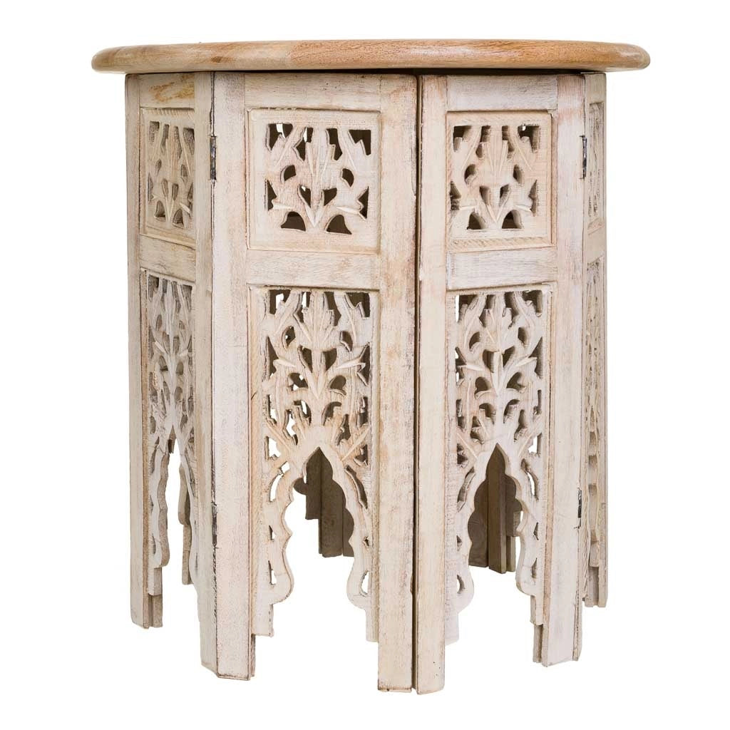 Tavolino in legno bianco fatto a mano 45x45x45h