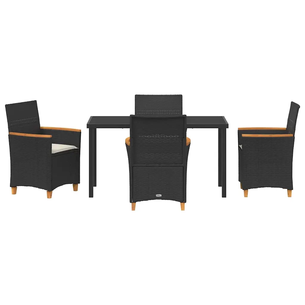 Set da Pranzo per Giardino 5 pz Nero polyrattan 3381088