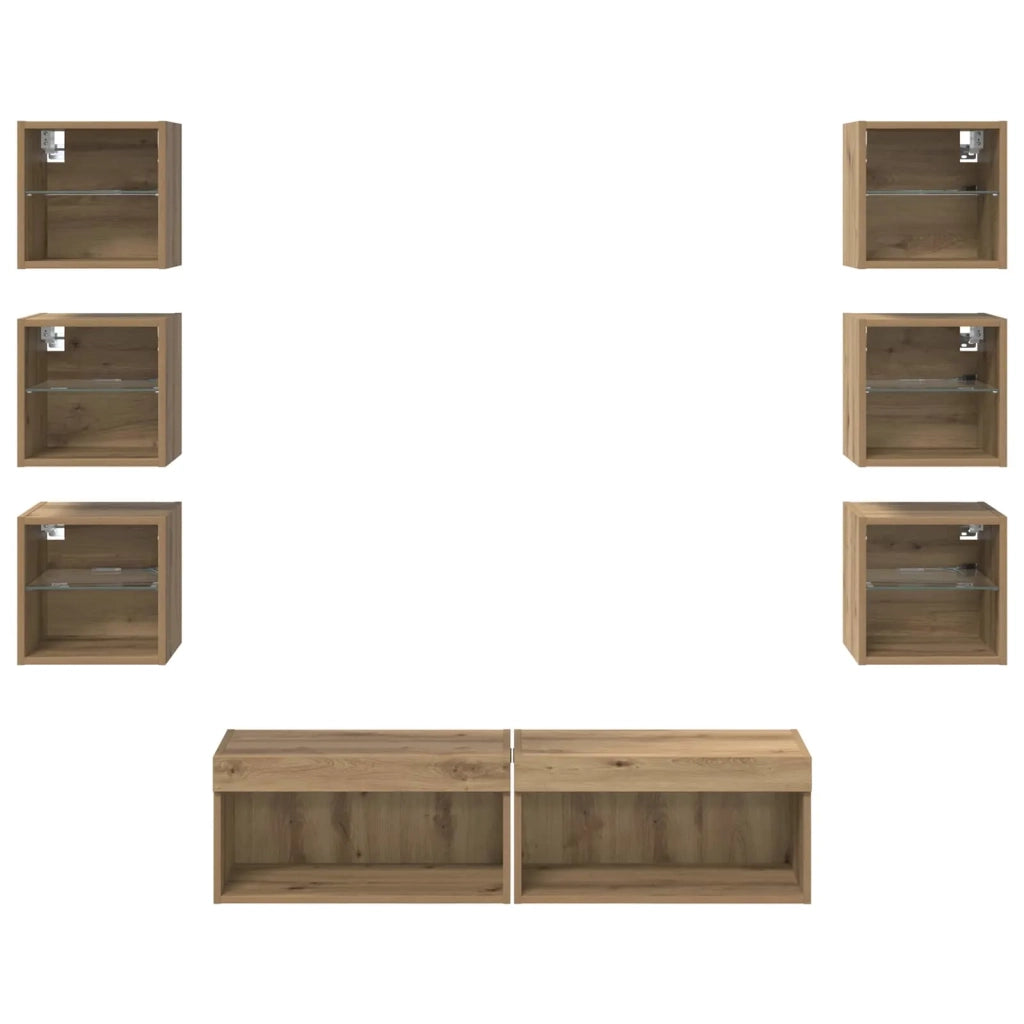 Mobile TV con cassetto 8 pcs Rovere artigianale Vetro 3402939