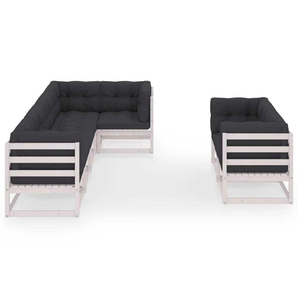 Set Salotto Giardino 7 pz Cuscini Antracite Legno Massello Pino 3076695