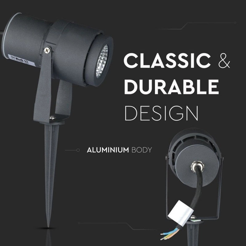 Faretto LED da Giardino 12W con Picchetto Colore Grigio 3000K IP65