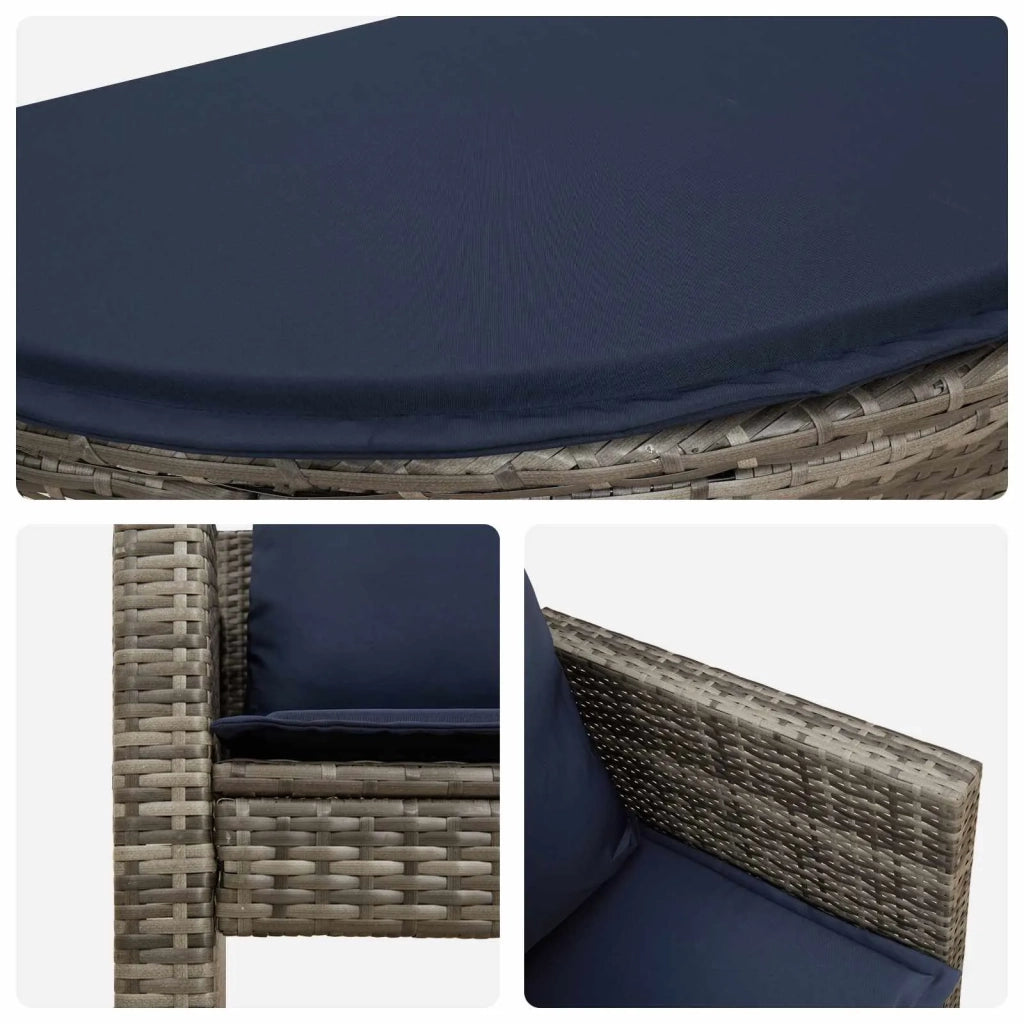 Divano da giardino 8 pcs Grigio e Blu Navy polyrattan 42025903