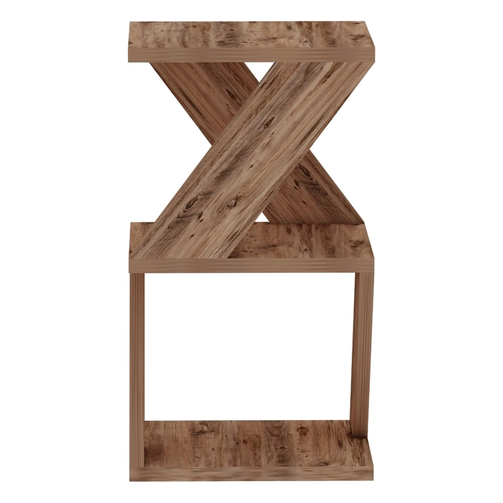 Serino, Tavolino da Salotto 2 Vani, 30x30x54h cm Marrone Rovere Nodi