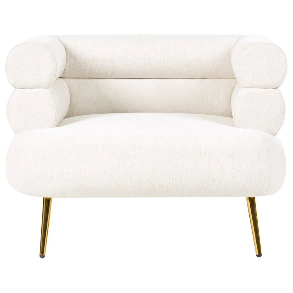 Poltrona bianco sporco rivestimento in tessuto gambe in acciaio dorato soggiorno camera da letto poltrona decorativa