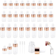 Pipette a vetrina da 30 pezzi - Boccette con pipetta - Mini boccette da 1/3/5 ml - Acciaio inossidabile - Vetro di alta qualità - Impermeabile e duraturo - Boccetta da drappo
