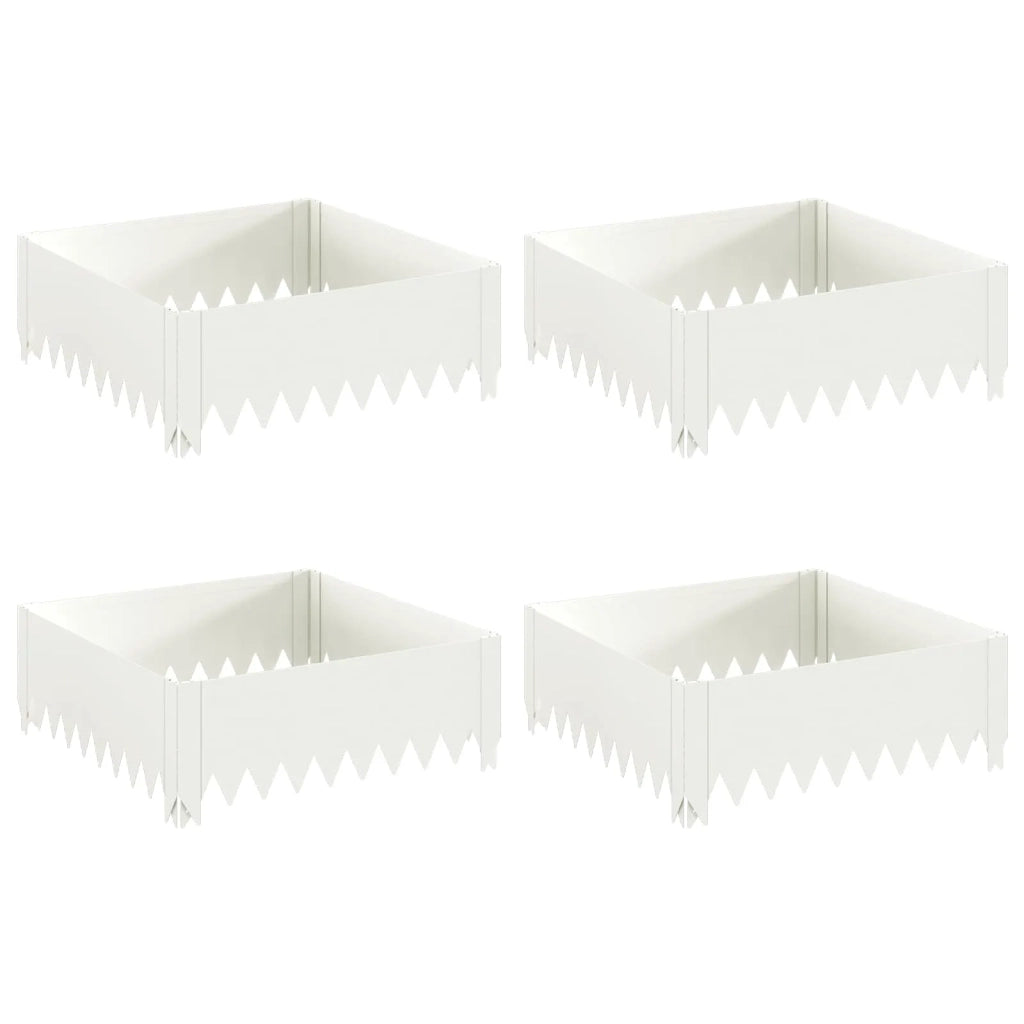 Bordura per Prato 4 pz 60 x 60 x 20 cm Acciaio Bianco 8008906