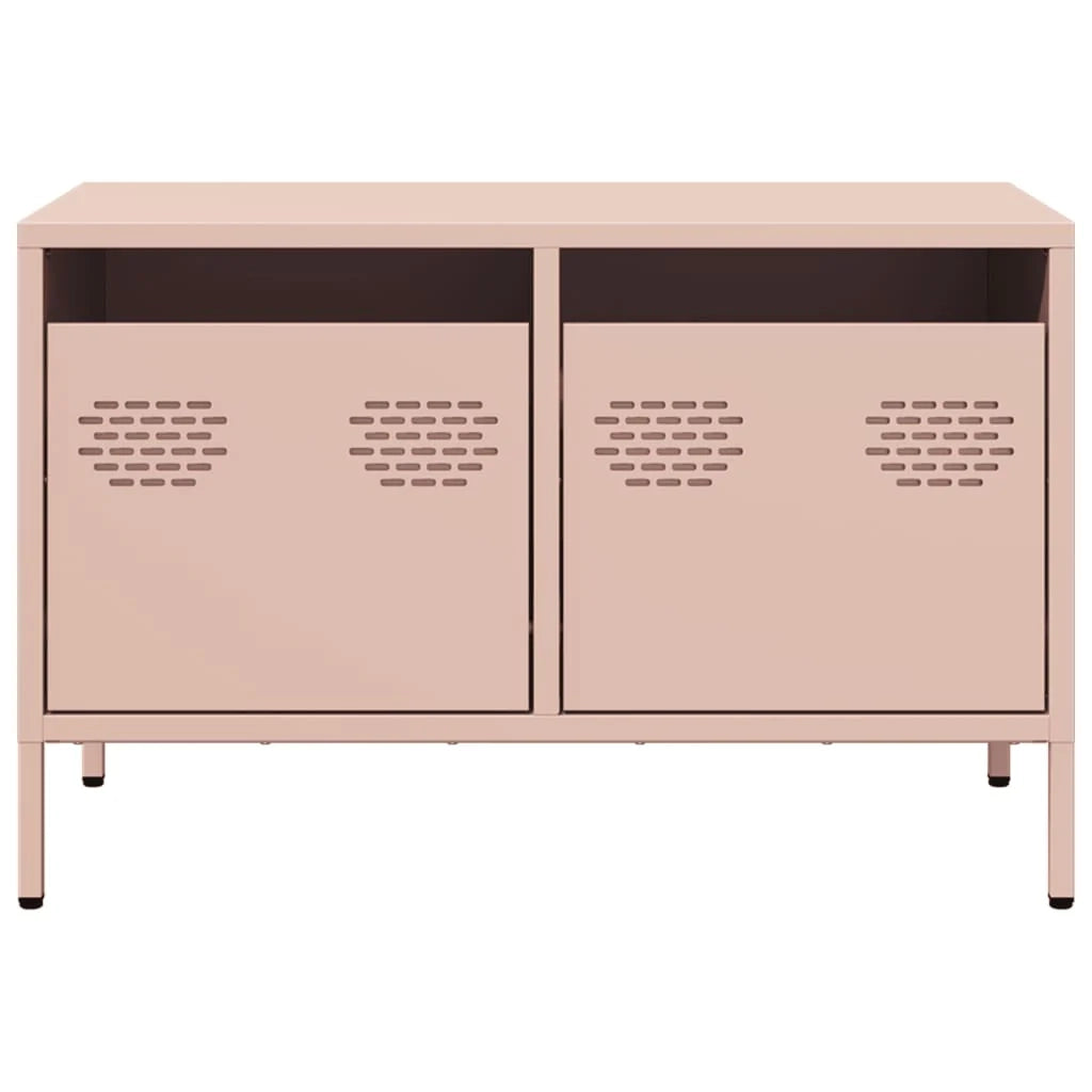 Mobile TV multimediale scaffale TV credenza TV sala da pranzo soggiorno camera da letto rosa 68 x 39 x 43,5 cm acciaio laminato a freddo rosa 02_0028296