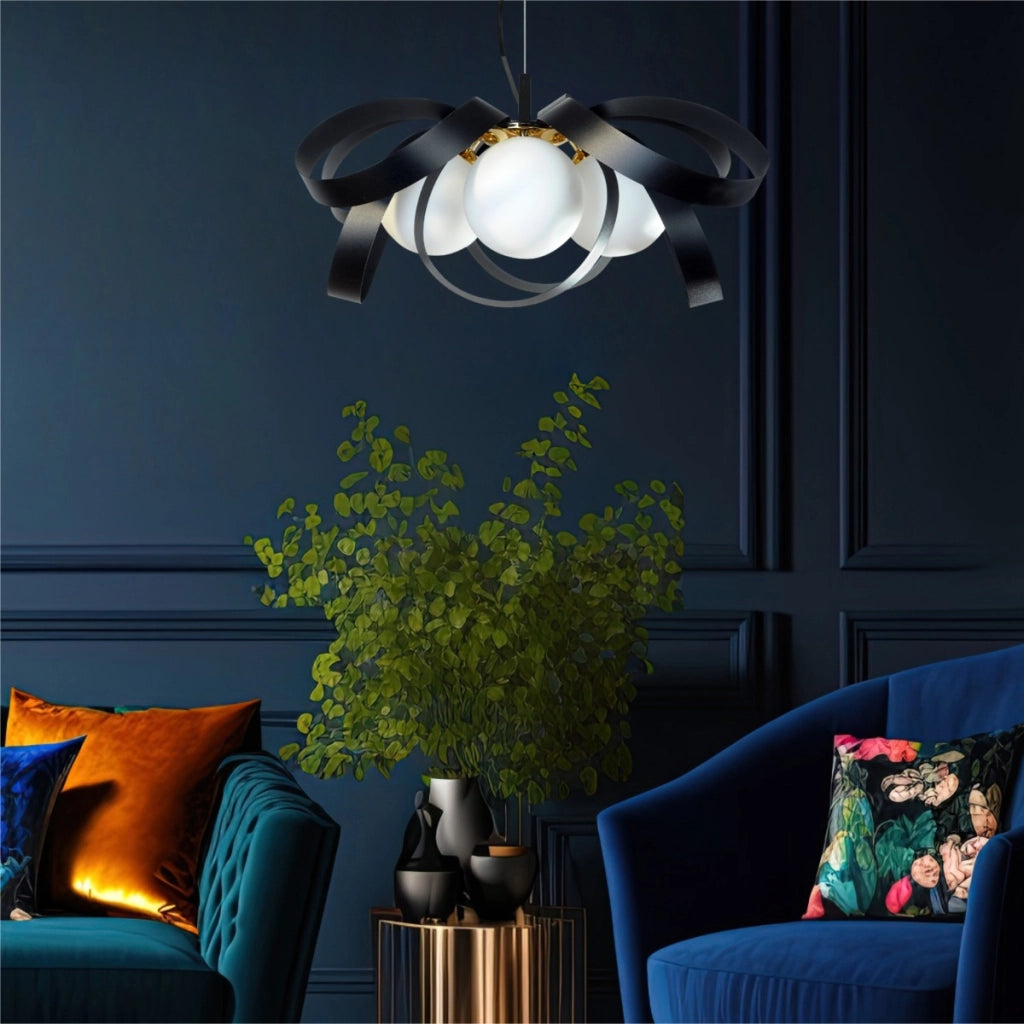 Lampadario sfere NELA Zuma Line 4xE14 nero oro Ø65