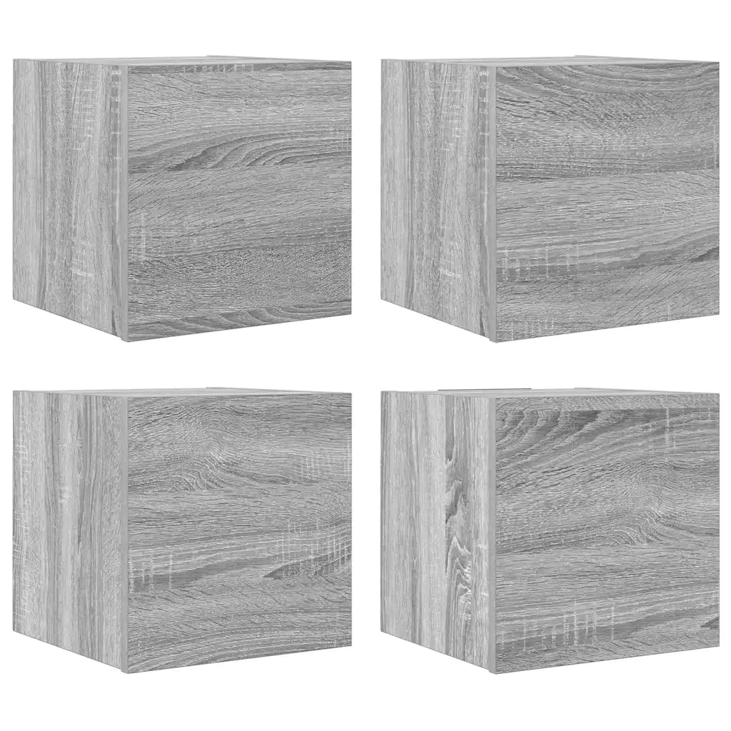 Armadietti TV Montati a Parete 4 pz Grigio Sonoma 30,5x30x30 cm 815140