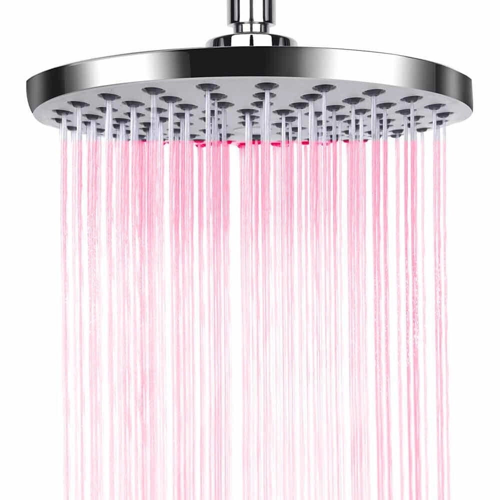 Trade Shop - Soffione Doccia Led Rgb Rotondo 20cm Cromoterapia Doccia Emozionale Argento 79906 -