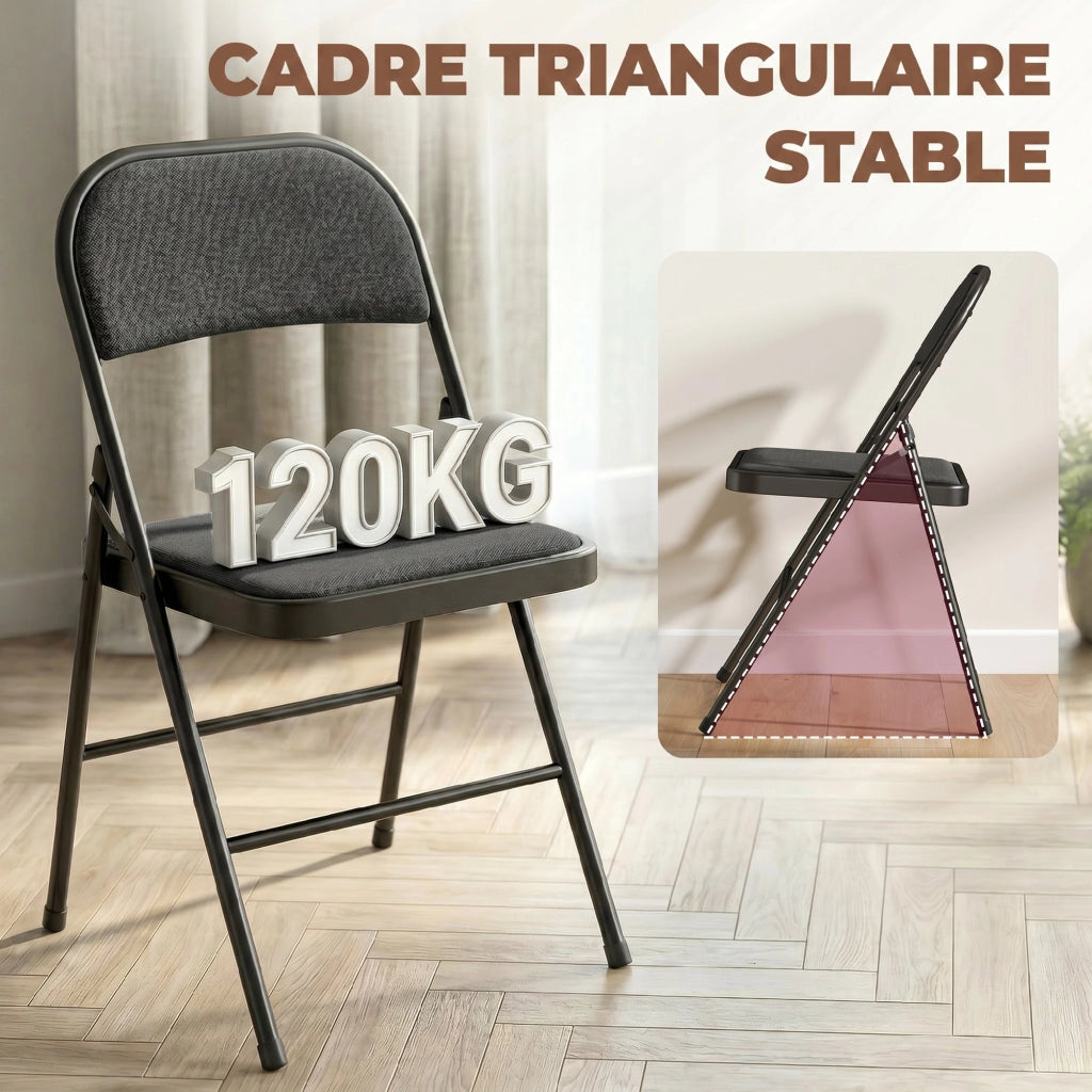Sedie da pranzo pieghevoli ¨C zephmum ¨C nere, metallo, 45x46x78 cm