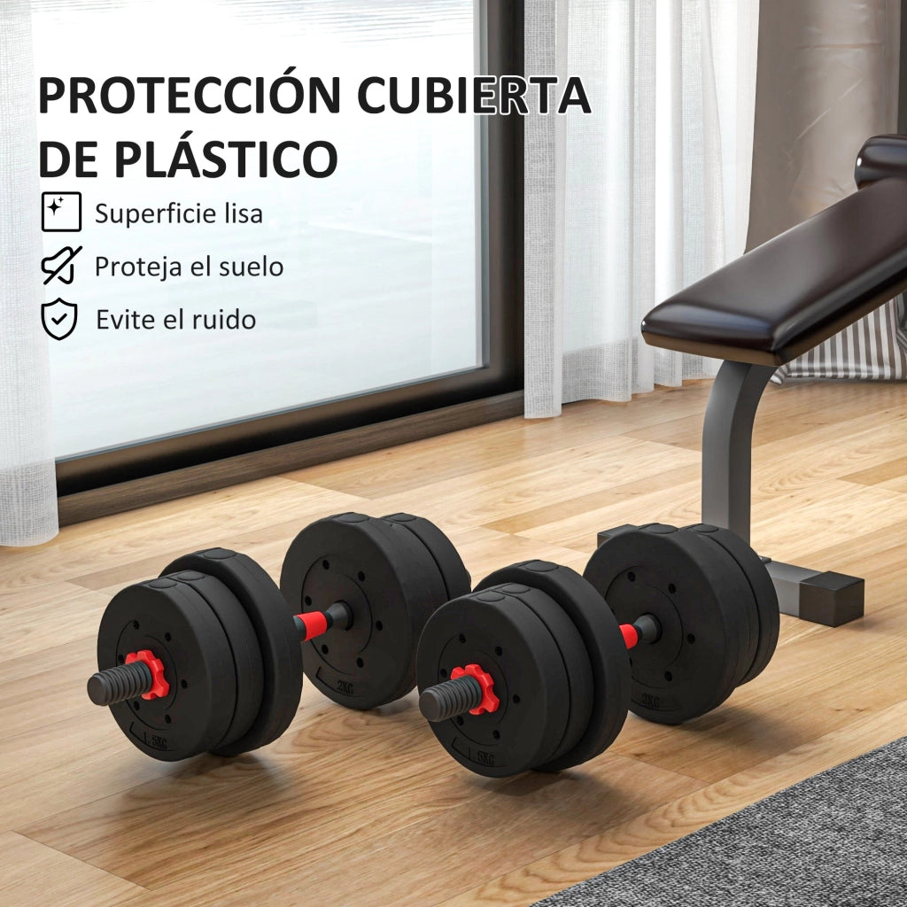 Set di manubri regolabili 20 kg 2 in 1 con barre di collegamento e prolunga ¨C zephmum ¨C nero