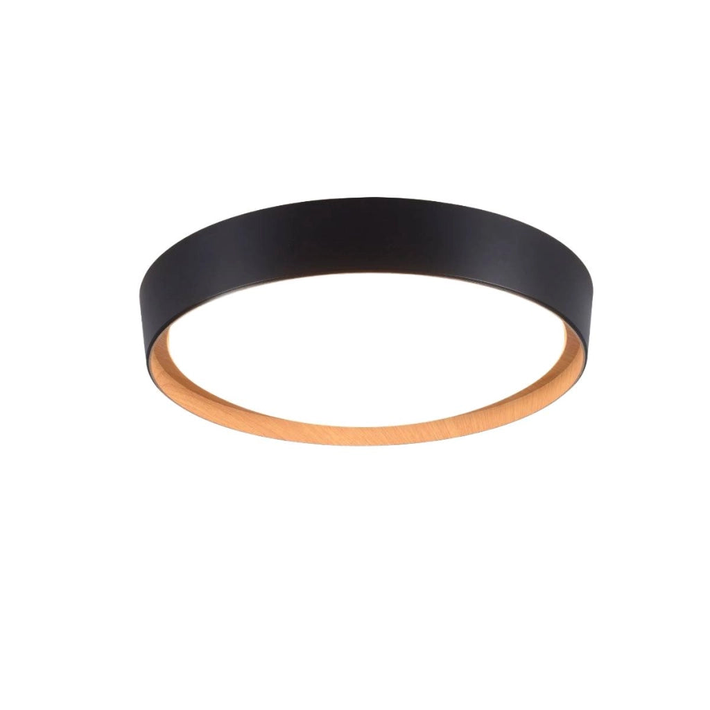 Plafoniera tonda 40cm LED 29W nero/legno Emilia Paul Neuhaus