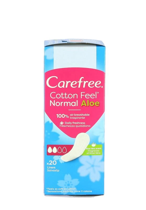 CAREFREE SALVASLIP COTTON FEEL NORMAL FRAGRANZA ALL'ALOE VERA SALVA SLIP DONNA 100% TRASPIRANTI 20 PZ