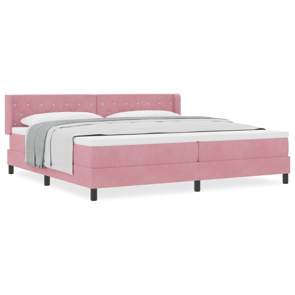 Letto a Molle con Materasso Rosa 200x200 cm Velluto