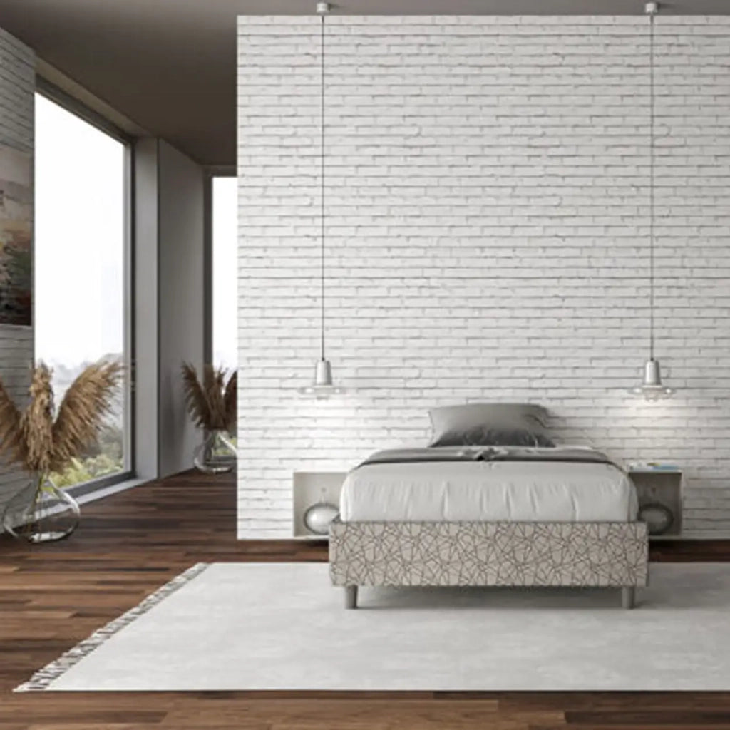 Letto una piazza e mezza contenitore imbottito 120x210 tessuto Era 2 grigio Azelia