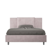 BS COM Letto queen size senza rete imbottito 150x200 microfibra glicine