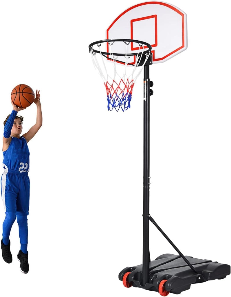 Canestro da Basket da Esterno Regolabile 178 e 208 cm, Canestro da Basket per Bambini con Ruote e Base Riempibile, Ideale per Interno ed Esterno