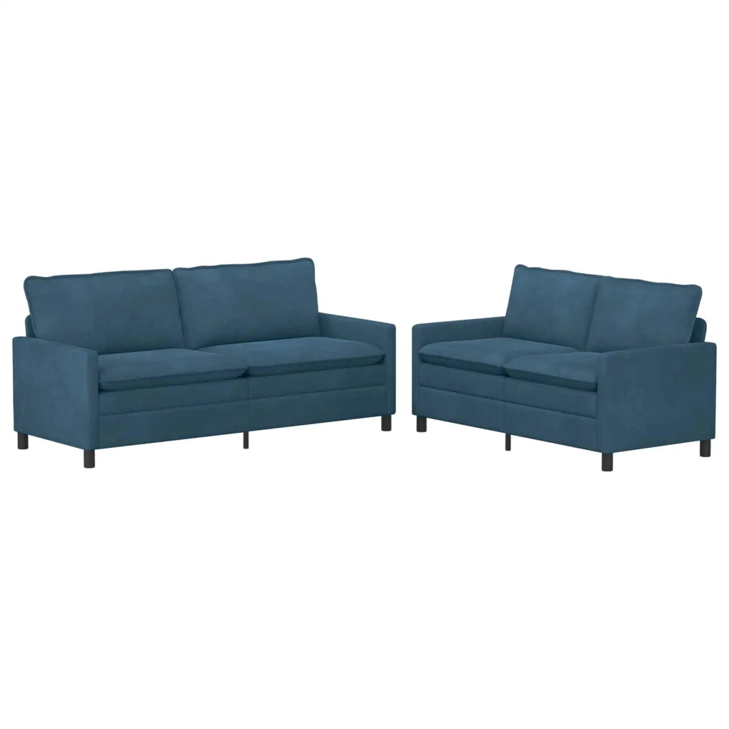 Set di divani 2 pcs Blu Velluto