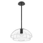 Sospensione Contemporanea Lotus Acciaio Nero Vetro 1 Luce E27