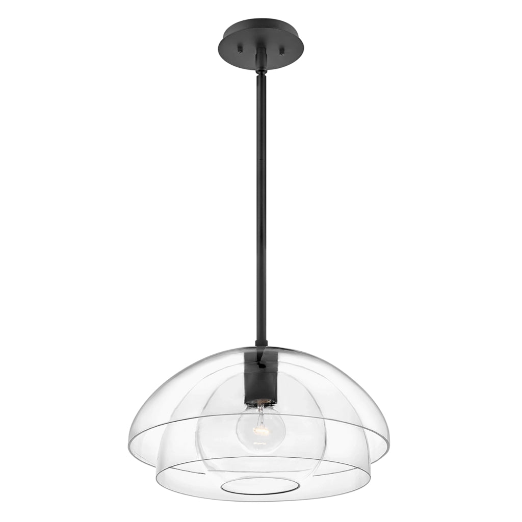 Sospensione Contemporanea Lotus Acciaio Nero Vetro 1 Luce E27
