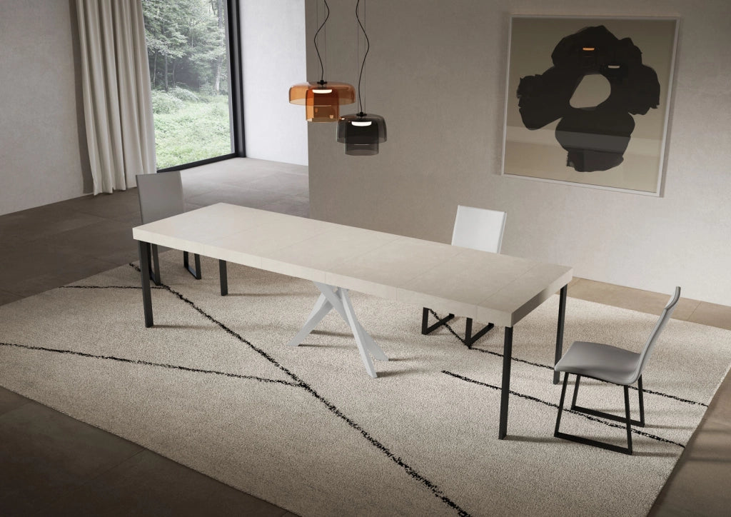 Consolle allungabile 90x40/300 cm Saki Premium cashmere gambe bianche