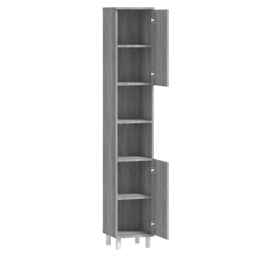 Armadietto Bagno | Armadio da bagno Grigio Sonoma 30x30x179cm in Legno Multistrato