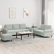 Set di Divani 3 pz con Cuscini Grigio Chiaro in Vellutocod mxl 83152