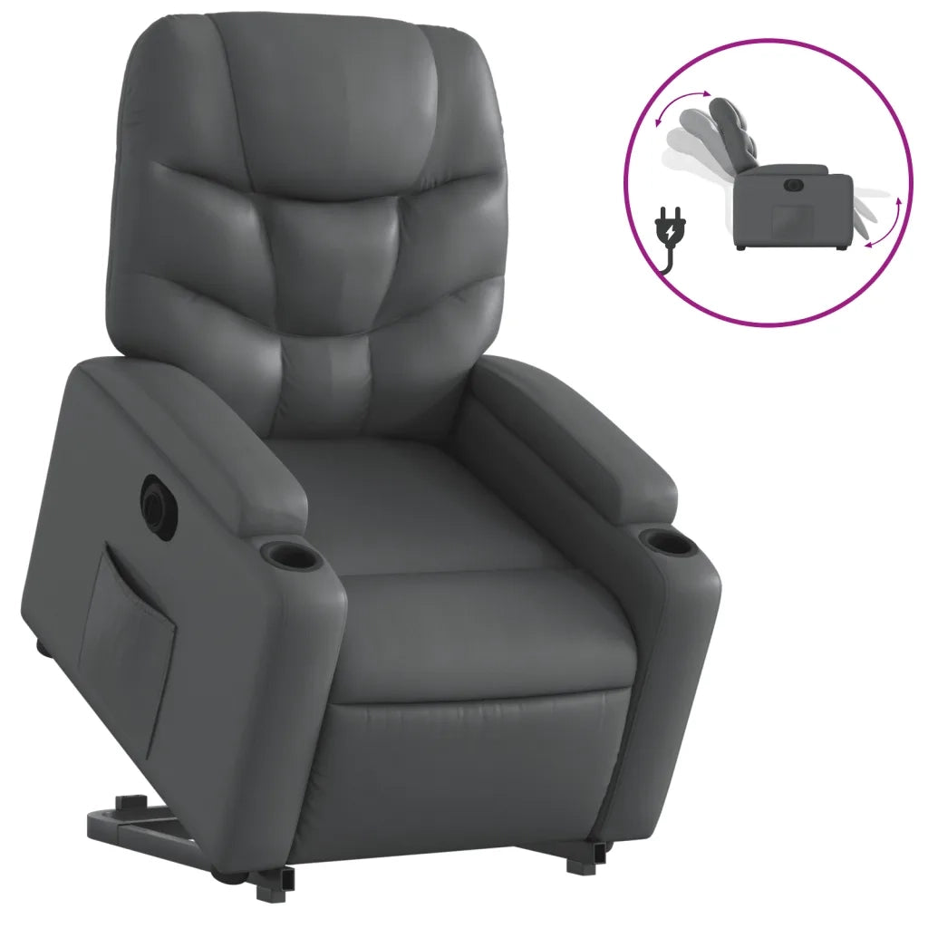 Poltrona Alzapersona Reclinabile Grigio in Similpelle 3204675
