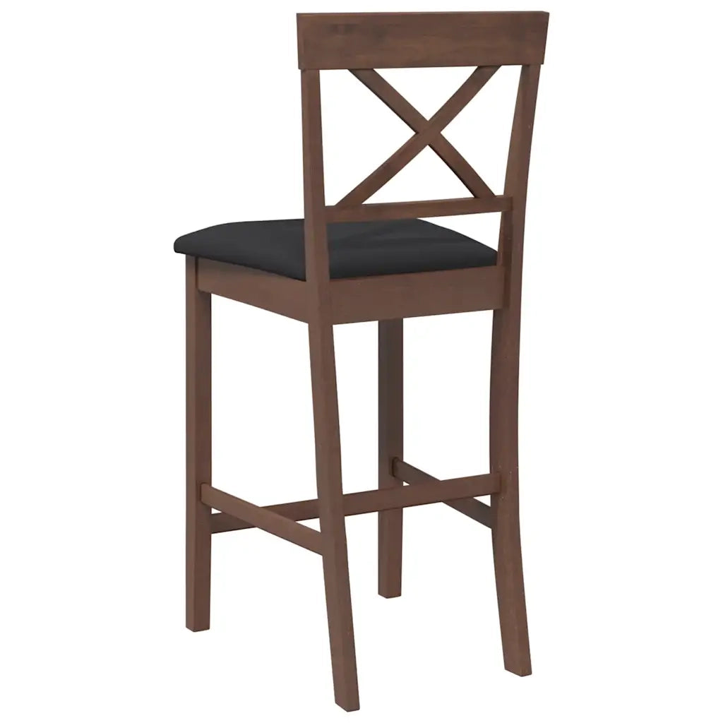 Sgabelli da Bar con Cuscini 2pz Marrone Legno Massello di Hevea 4102548