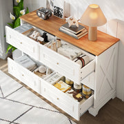OKWISH Madia con 6 Cassetti, Stile Country, per Sala da Pranzo, Soggiorno o Ingresso, MDF, Bianco, 120 x 40 x 76 cm