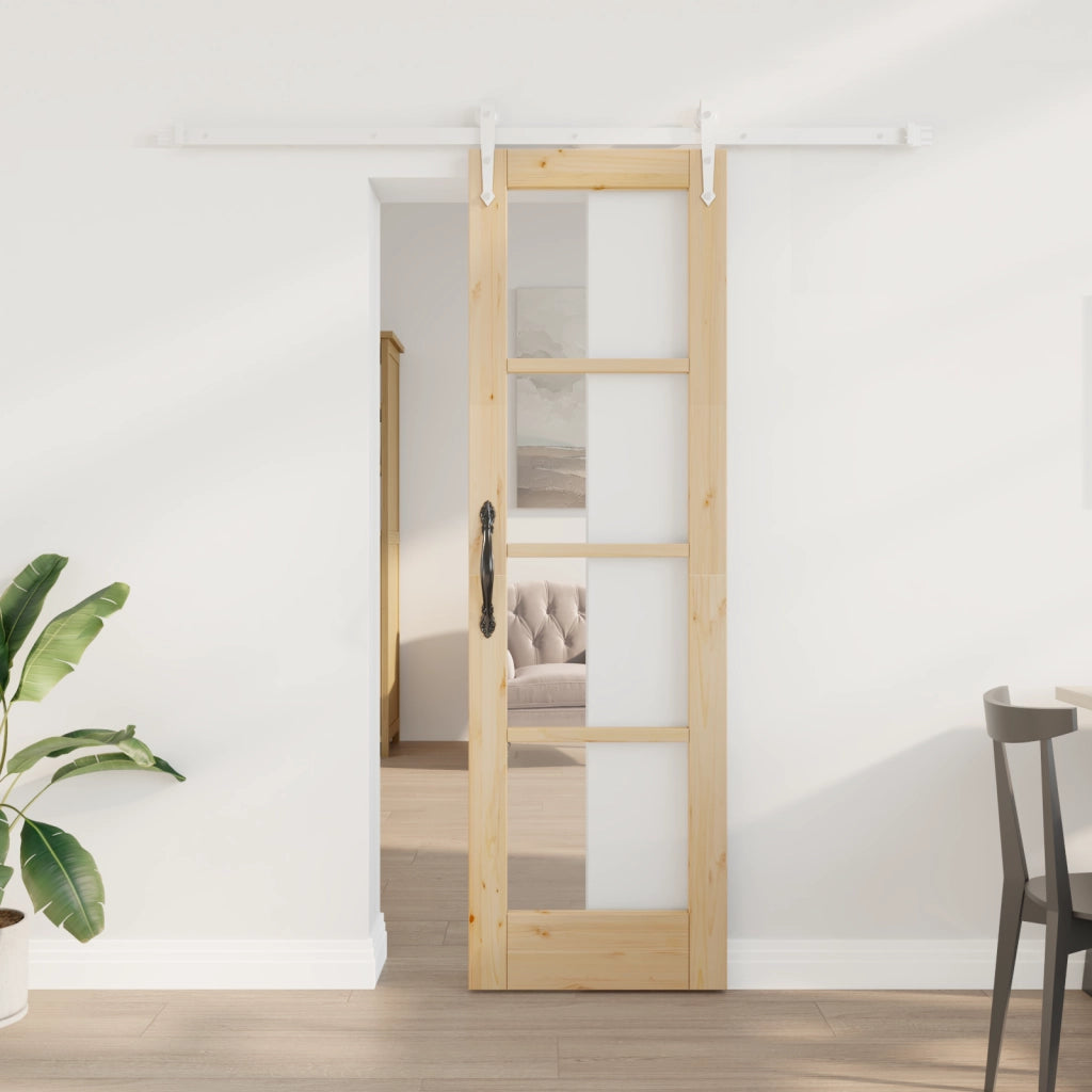 Set di porta scorrevole  con hardware 61x198.5 cm in legno massello di pino
