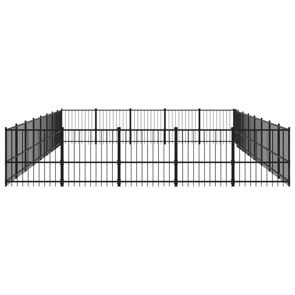 Gabbia per cuccia recinto per animali da esterno per cani in acciaio 37,64 m² nero 02_0041843