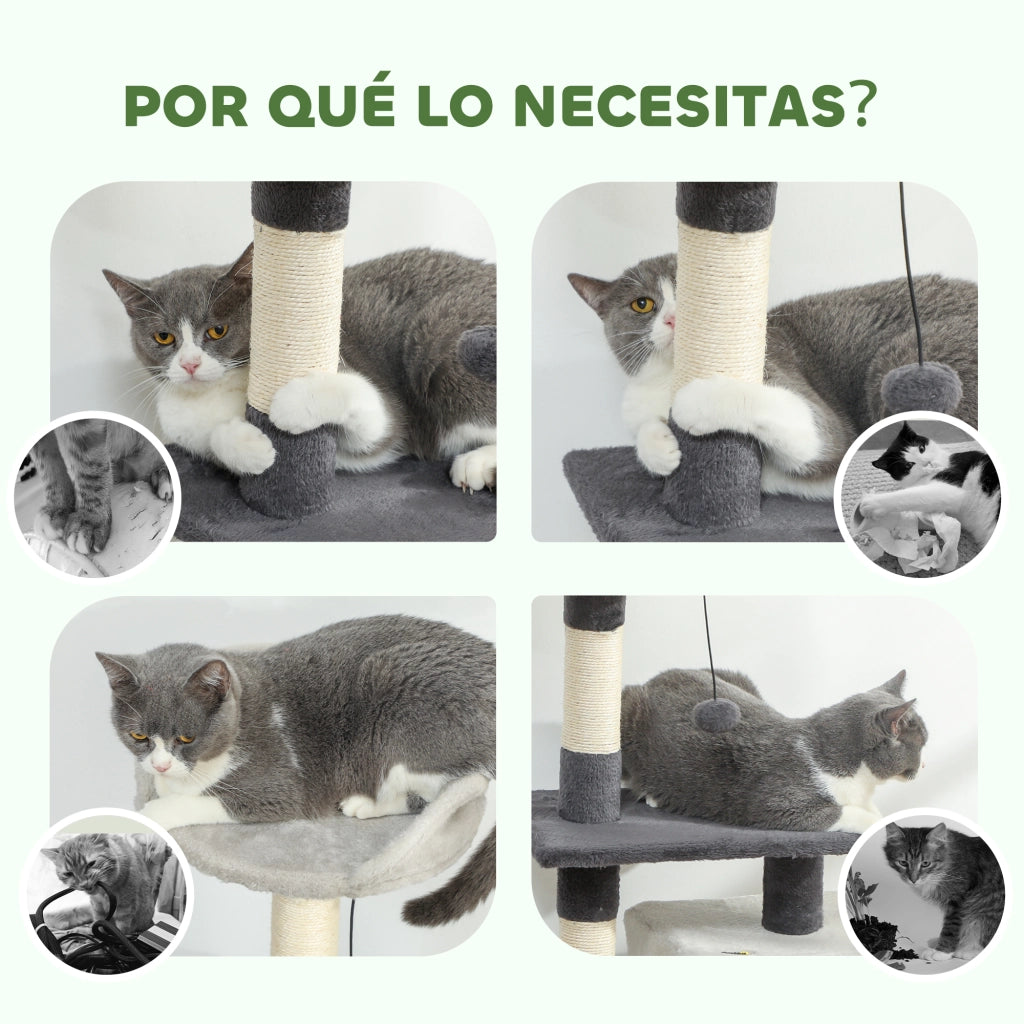 Albero tiragraffi per gatti con piattaforme e sisal ¨C zephmum ¨C 85 cm grigio chiaro e nero