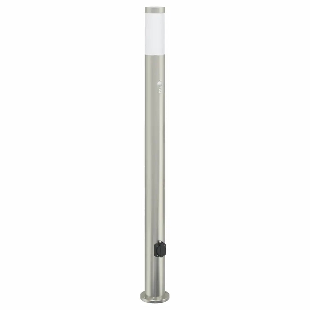Lampada a paletto con sensore e presa 110 cm Acciaio Inox IP44 4006021