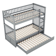 Letto a Castello 3 Posti con Letto Estraibile; Scala e Sponde; 90×200 cm e 90×190 cm; senza Materasso; Grigio