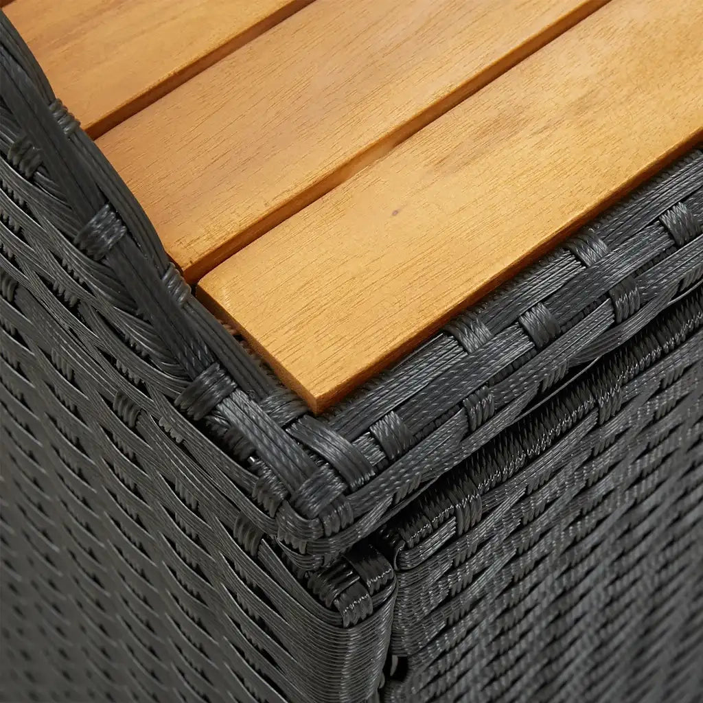 Panca da Giardino con Vano Portaoggetti 120 cm Polyrattan Nera 46480