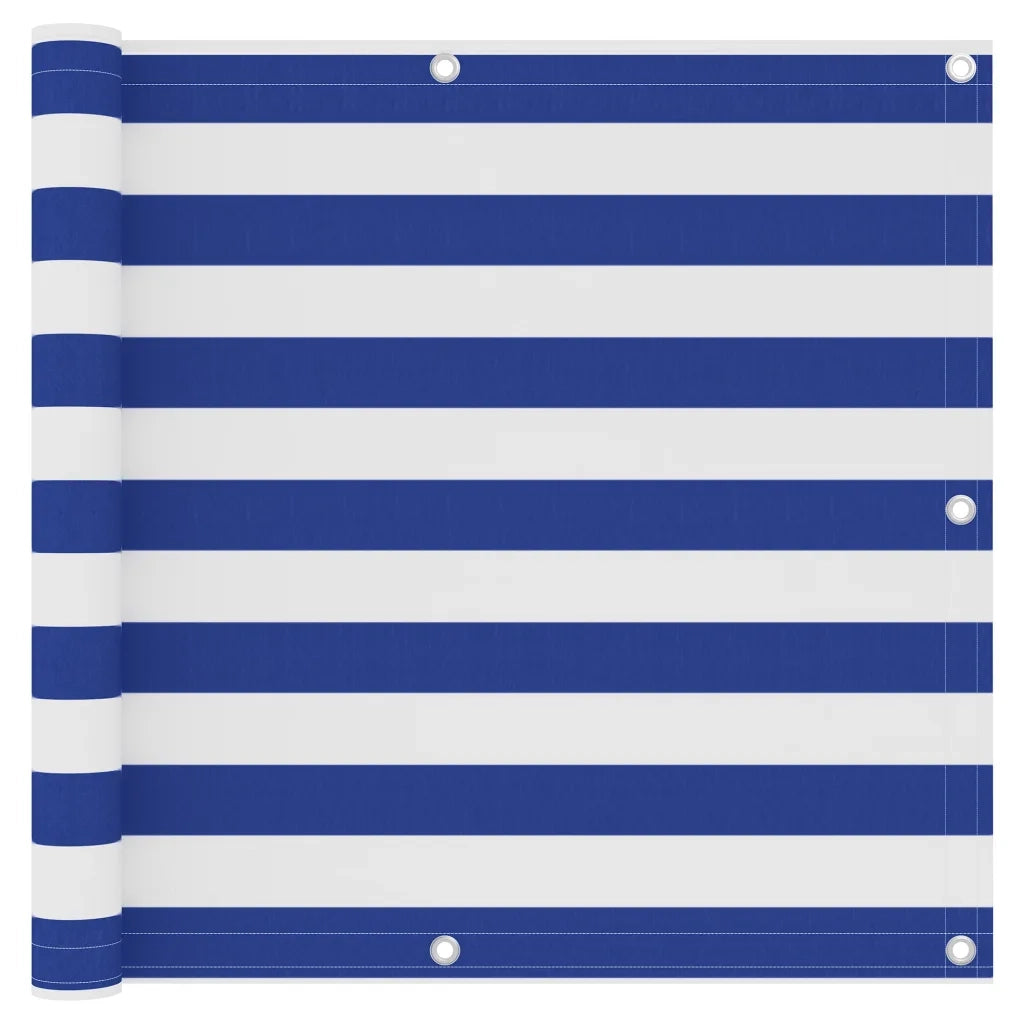 Paravento Balcone Bianco e Blu 90x600 cm Tessuto Oxford cod mxl 20716