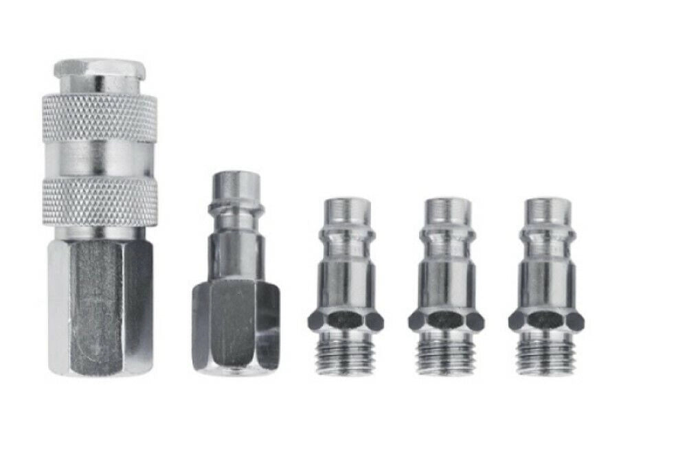 5 RACCORDO INNESTO RAPIDO RUBINETTO ARIA COMPRESSA MULTI PRESA ATTACCO 1/4"