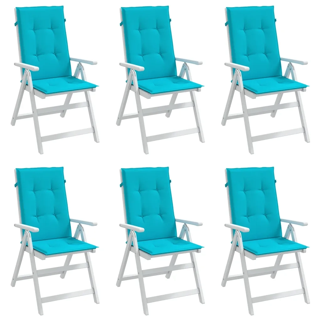 Cuscini per Sedia con Schienale Alto 6 pz Turchese in Tessuto 361273