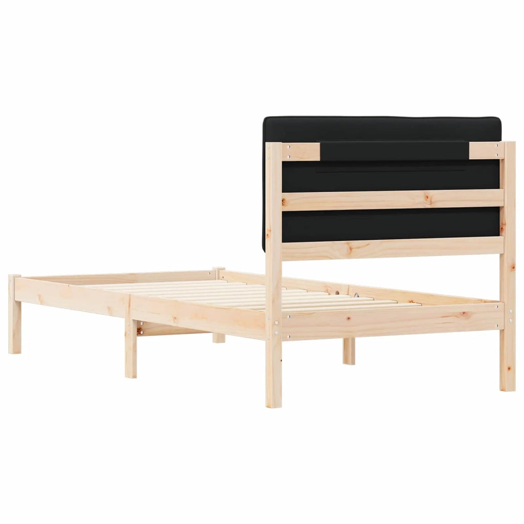 Letto con Testiera Rivestita Nero 90 x 190 cm 878086
