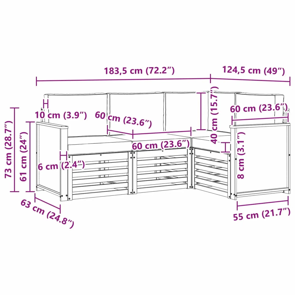 Set di divani da esterno 4 pz Poliestere 3384281