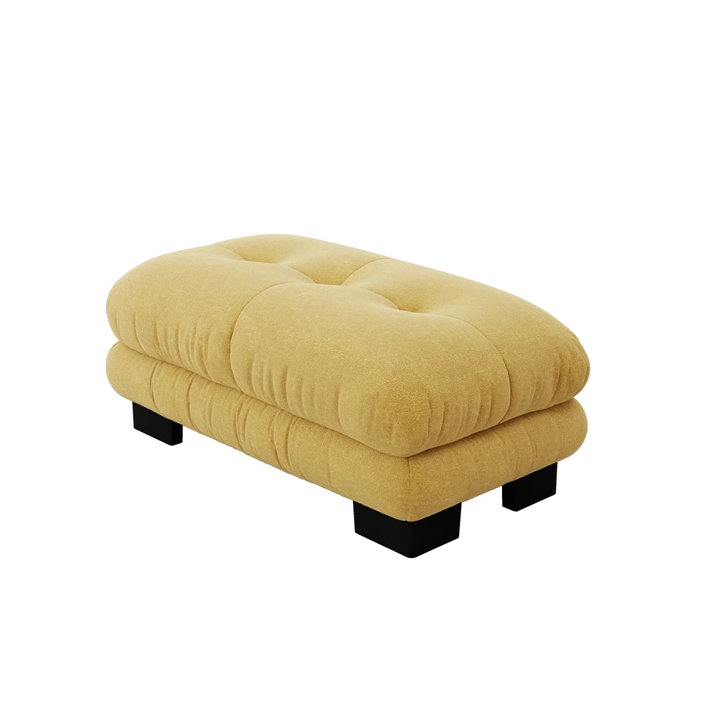 DIVANO Modulare in chenille gialla, combinabile, con ottomane mobili