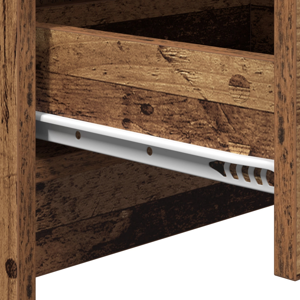 Comodino con luci LED in legno vecchio