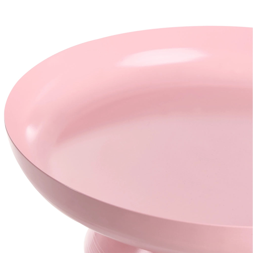 Tavolino basso da salotto in metallo rotondo rosa soggiorno elegante
