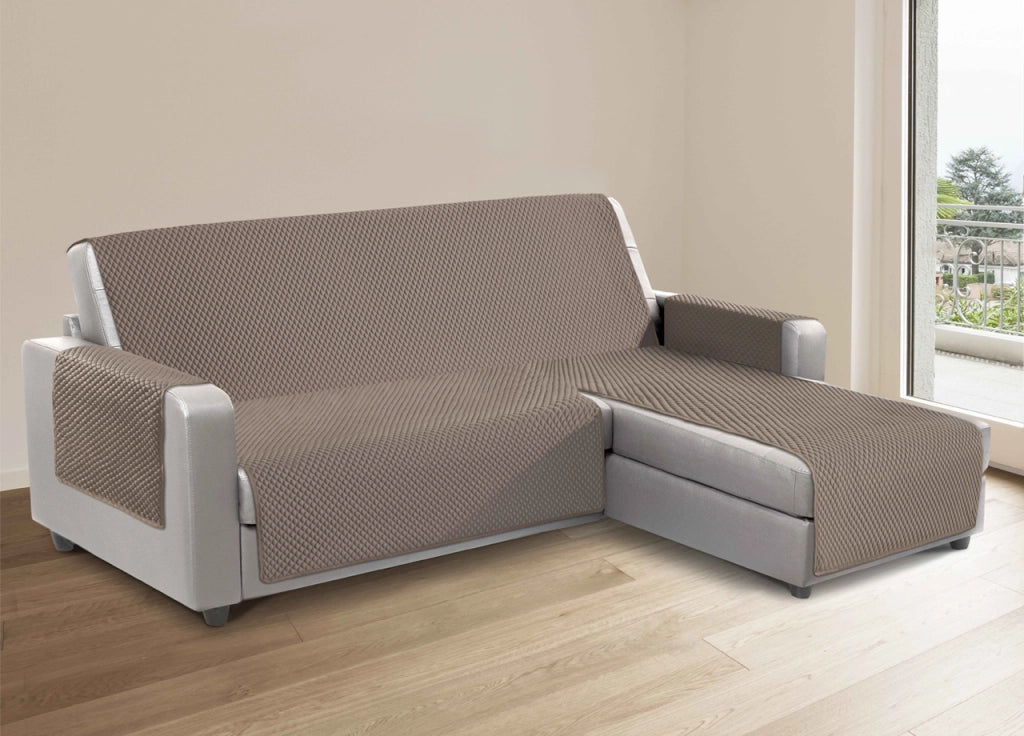 Copridivano Per Divani Con Penisola Lato Sinistro Modello Sphere Tortora - 280 cm - Tortora