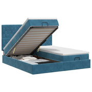 Letto ottomano con materasso 2 pcs Blu Scuro Velluto 3457900