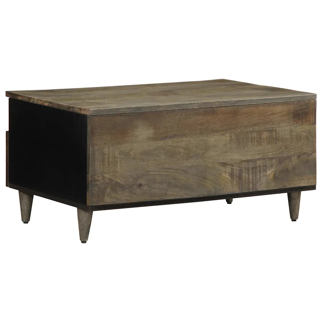 Tavolino Grigio Chiaro 80x54x40 cm in Legno Massello di Mango