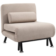 Poltrona Letto Singolo Trasformabile 75x70x75 cm in Tessuto  Beige